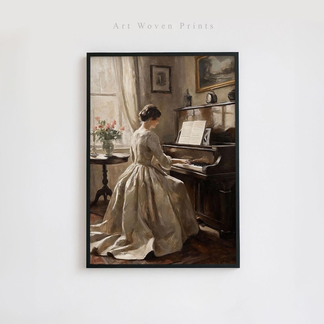 Vintage Pianist Painting Wall Art - Digital Download, Elegant Woman ...