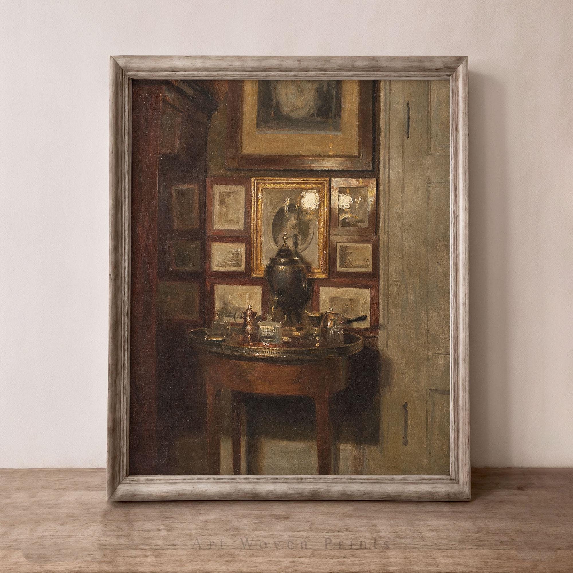 Vintage Interior Scene - Still Life Oil Painting, Digital Download - Classic Art Print for Wall & Home Décor