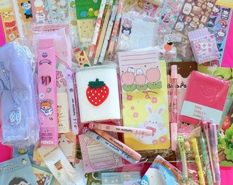 Étuis à crayons autocollants kawaii boîte de papeterie | Carnets déco méga fournitures scolaires | lot de papeterie mystère surprise | cadeau