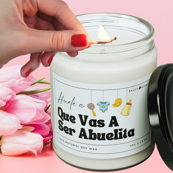 Spanish Pregnancy Announcement Candle: Abuelita Baby Reveal