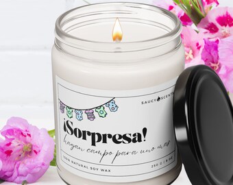 Spanish Pregnancy Announcement Soy Candle: Baby Reveal Gift for Abuelos