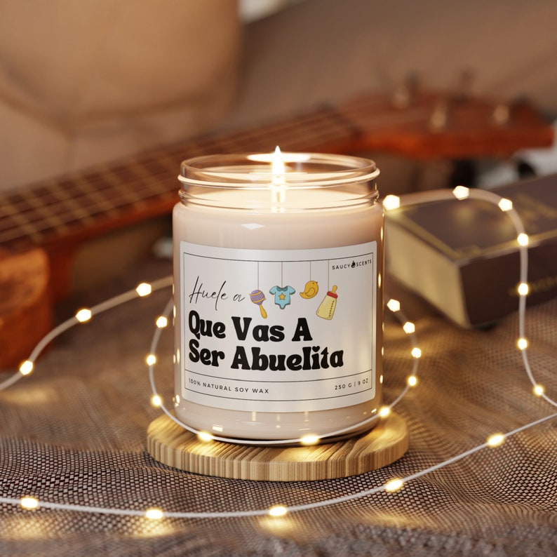 Spanish Pregnancy Announcement Candle, Baby Reveal for Abuelitas, Grandma Spanish Anuncio de Embarazo para Abuela, Abuelo, Abuelas, Perfect Gift for New Grandparents, 100% Soy Wax Candle