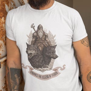 Odin & Fenrir Viking T-Shirt: Norse Mythology Art