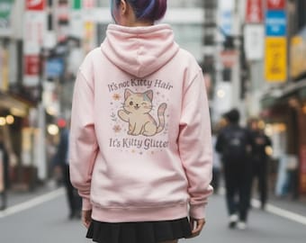 Sweat à capuche drôle pour amoureux des chats, ce n'est pas des cheveux de chaton, ce n'est pas un sweat-shirt à paillettes son chaton, tee-shirt esthétique pastel mignon, cadeau bohème kawaii