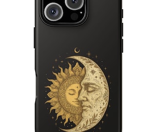 Funda para teléfono Sol y Luna para iPhone Samsung Galaxy Boho Celestial Cover Funda protectora vintage