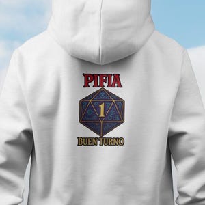 PIFIA Buen Turno D20 Critical Fail Hoodie, Spanisches Rollenspiel, Nat 1