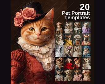 Pet Portrait Templates, Royal Pet Portrait, Templates, Renaissance Pet Portraits, Fine Art Oil Painting, Digital Templates