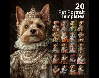 Pet Portrait Templates, Royal Pet Portrait, Templates, Renaissance Pet Portraits, Fine Art Oil Painting, Digital Templates