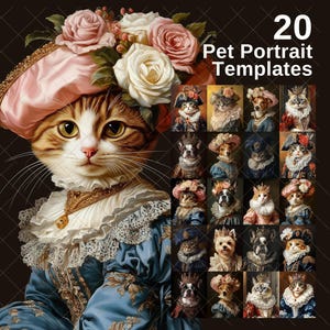Modèles de portraits d'animal de compagnie, modèles de portraits d'animal de compagnie royaux, modèles de portraits d'animal de compagnie de la Renaissance, modèles numériques de portrait d'animal de compagnie