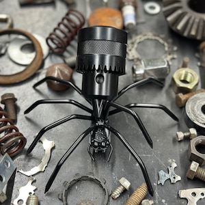 Drill Chuck Spider Sculpture Scrap Metal Handmade Welded Art Recycled Steel