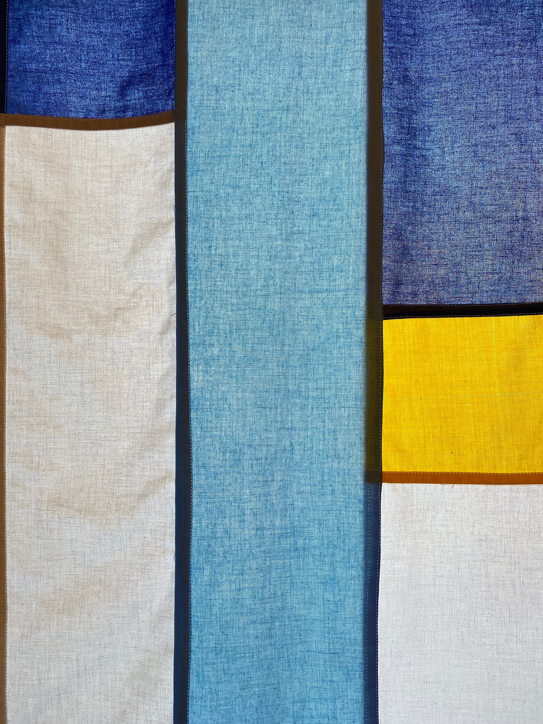 Blue & Yellow Stained Glass-inspired Pojagi Window Shade (custom