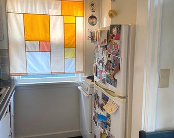 Sunset Stained Glass-Inspired Pojagi Window Shade (Custom Sizing)