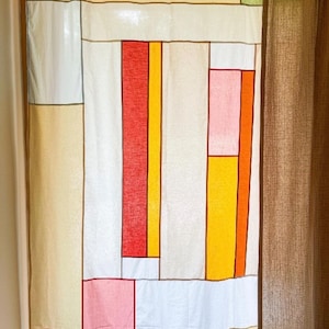 Cortina Pojagi inspirada em vitrais florais (Tamanhos personalizados)