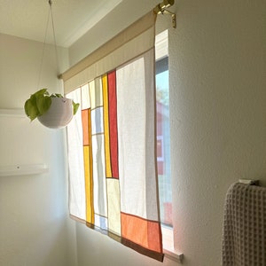 Cortina Pojagi inspirada nos vitrais da Hora Dourada (Tamanhos personalizados)