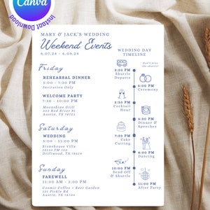 Reisschema bruiloftsweekend: digitaal canvas