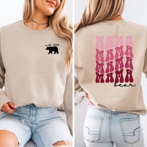 Gepersonaliseerde retro sweatshirt mama beer, custom mama beer ronde hals, Moederdagcadeau, cadeau nieuwe moeder, kraamcadeau, hoodie schattige moeder leven