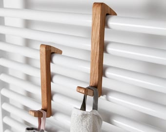 Ganchos de toalla de madera para pared, soporte de pared de gancho de abrigo de roble, ganchos de pared decorativos modernos, regalo de decoración del hogar, decoración de la casa, N19 Craman Alemania