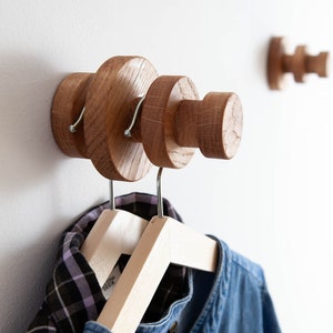 Wooden coat hooks for wall,hook for hangers, oak Coat Hook Wall Mount, Decorative Wall Hook Modern, Home Decor Gift,, Craman, Germany