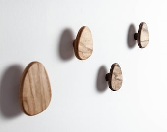 Percheros de madera para pared, perchero moderno de roble, perchero de pared, gancho de piedra, montaje en pared, decoración de entrada, ganchos para abrigos, Craman Alemania