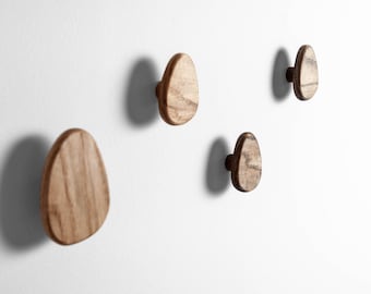 Wooden coat hook for wall, oak modern coat rack wall coat hanger,stone hook wall mount entryway decoration coat hook, N18, Craman Germany