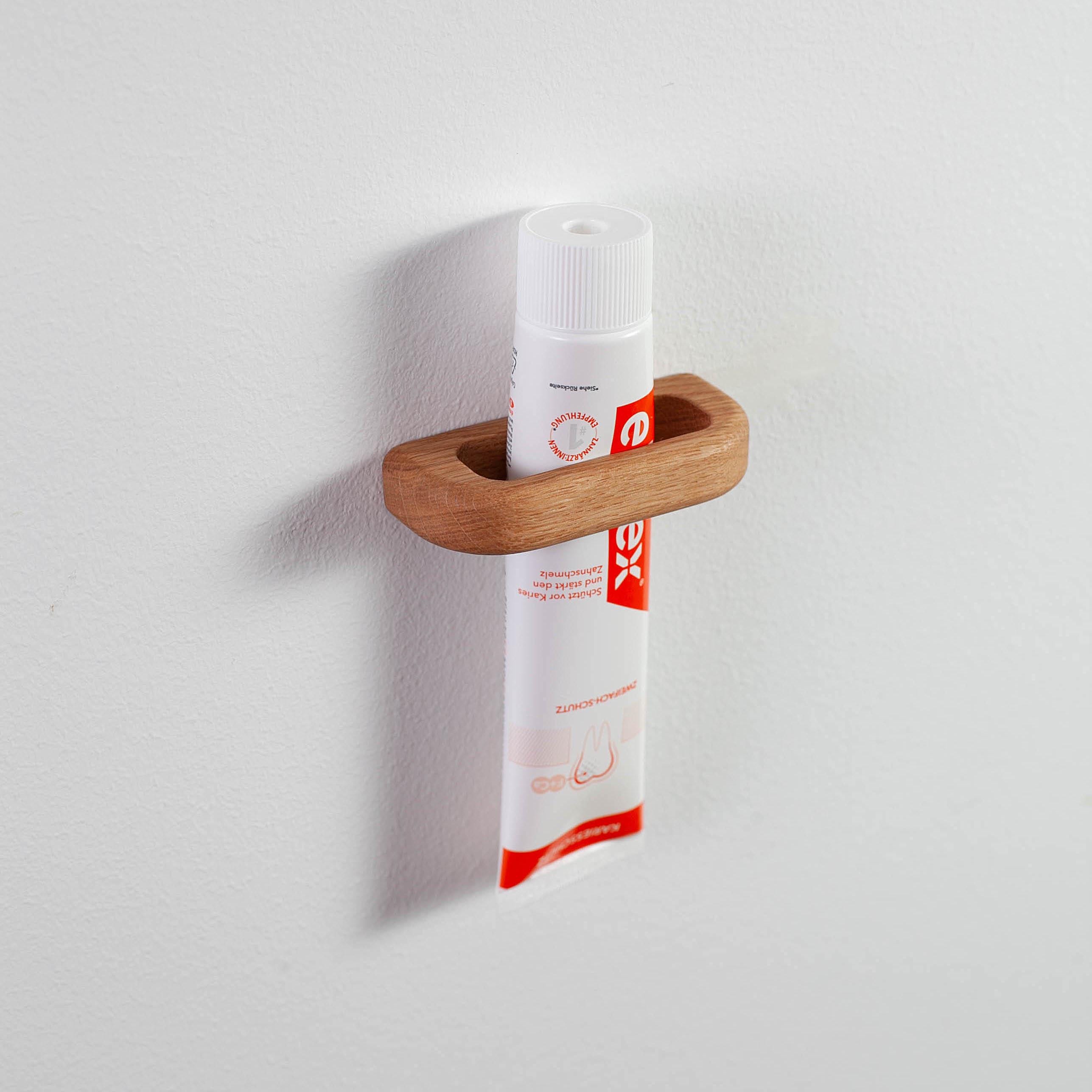 Wood Toothpaste Wood Toothpaste Holder – Solid Oak Stand for Bathroom – Minimalist ...