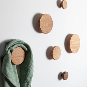 Wooden coat hooks for wall, oak modern coat rack wall coat hanger coat hooks wall mount entryway decoration coat hooks, N17, Craman Germany