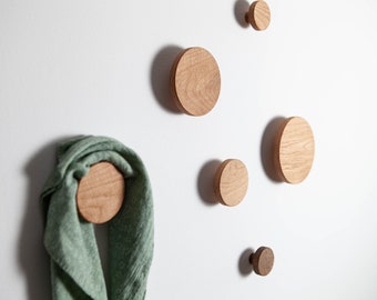 Wooden coat hooks for wall, oak modern coat rack wall coat hanger coat hooks wall mount entryway decoration coat hooks, N17, Craman Germany