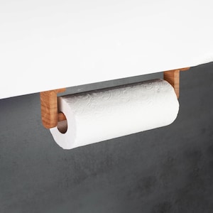 Self Adhesive Oak Paper Towel Holder No Drill Kitchen Roll Holder Under Cabinet or Wall Mount – Wooden Kitchen Organizer,Made in Germany