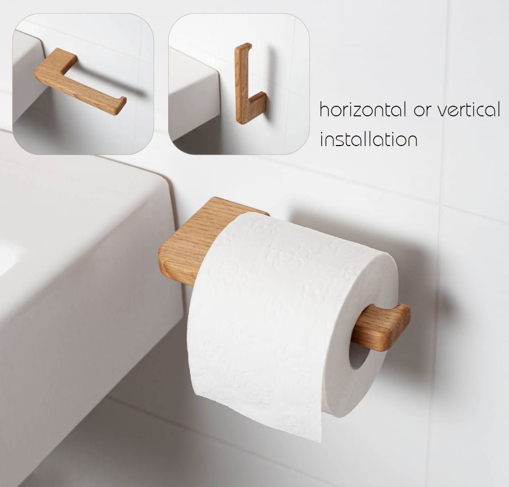 Porta Carta Igienica In Legno E Pelle - Design Moderno, Da Parete Per Bagno O Cucina - Foto 7