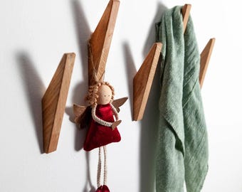 Oak Wood Wall Storage, oak Coat Hook Wall Mount, Decorative Wall Hooks Modern, Home Decor Gift, House Decor, Craman, N1 made in Germany