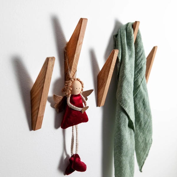 Oak Wood Wall Storage, oak Coat Hook Wall Mount, Decorative Wall Hooks Modern, Home Decor Gift, House Decor, Craman, N1 made in Germany