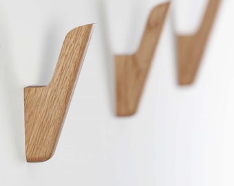 Wooden coat hooks for wall, oak Hook Wall Mount, Decorative Wall Hooks Modern, Home Decor Gift, House Decor,N3A Craman Germany