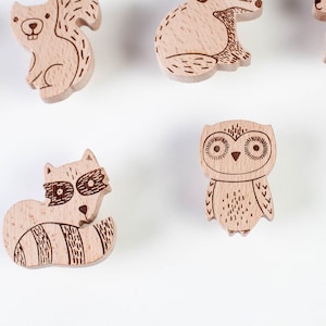 Patères en bois pour mur Bois de chêne forestier pour chambre d'enfant, patères animaux, décoration, patère murale, qualité supérieure, N24, Craman Allemagne