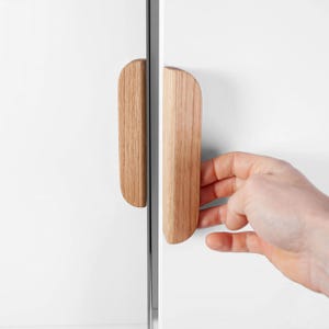Vertical Oak Handle for IKEA Cabinets | Modern Wood Pulls | Wooden knob handel for kitchen, hall, bedroom