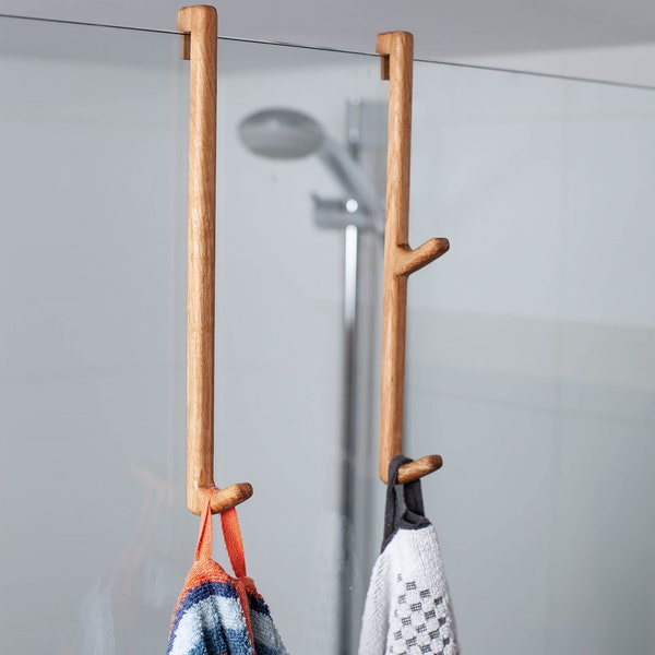 Ganchos de madera para toallas de ducha, perchero de roble, ganchos de ducha modernos, decoración del hogar, regalo, N22 Craman, Alemania
