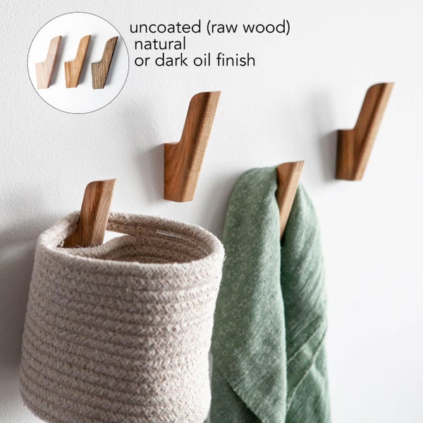 Wooden coat hooks for wall, oak Coat Hook Wall Mount, Decorative Wall Hooks Modern, Home Decor Gift, House Decor,N3 Craman Germany
