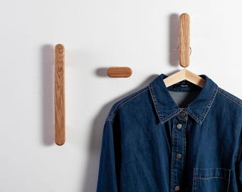 Wooden coat hooks for wall, rustic decor, oak Coat Hook Wall Mount, Farmhouse Decor, Home Decor Gift, Craman Germany