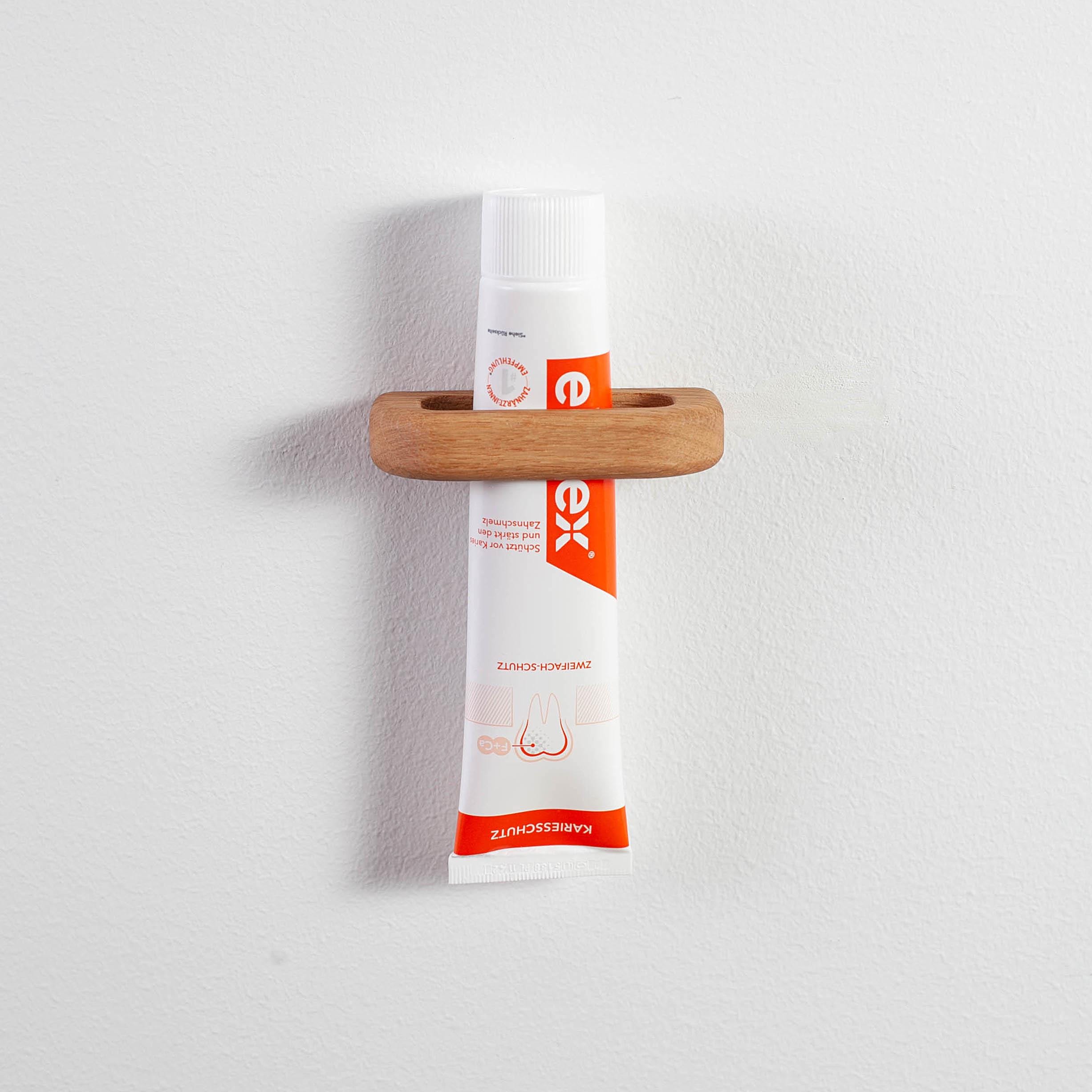 Wood Toothpaste Wood Toothpaste Holder – Solid Oak Stand for Bathroom – Minimalist ...