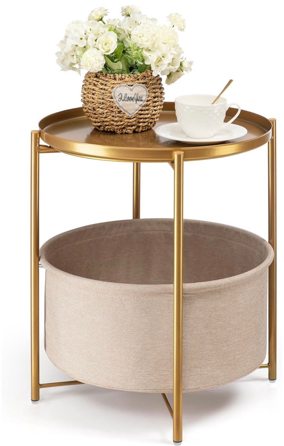 Side Table, Gold, Round Nightstand, Housewarming, Decor, Gifts, Bedroom ...