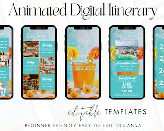 Sommerferien digital bearbeitbare Mädchen Reiseplaner, Reiseplaner, Mädchen Geburtstag Urlaub Reiseplan Tropical Bachelorette