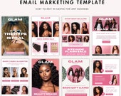 Pink Editable Email Template Canva Business E-mail Marketing Templates Hair Extensions MailChimp Email Newsletter Beauty Makeup Templates
