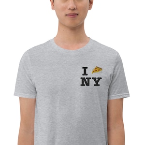 Custom Embroidery T-Shirt - Unique &quot;I Love NY&quot; with Cute Pepperoni Pizza Design, Short-Sleeve, Unisex