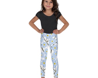 Spring time is here pretty purple blue flower print toddler and Kid's Leggings
