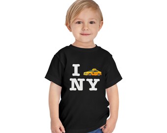 Fun play on I love New York with yellow taxi unisex custom Toddler Short Sleeve Tee shirt various colors