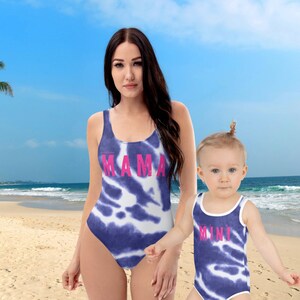 Mama womens bathing suit tie dye mom and daughter matching available One-Piece Swimsuit