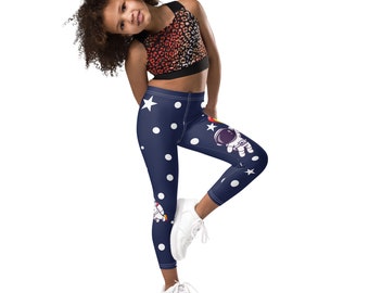 over the moon astronautnavy with white stars Kid's and toddler Leggings