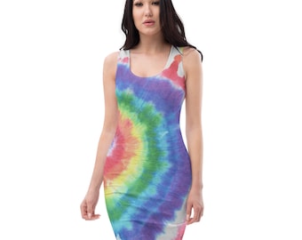 Rainbow Tye die patterned custom designed women's Bodycon dress