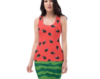 watermelon rind and pits wome's all over printed custom designed Bodycon dress