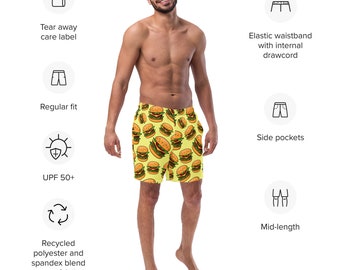 bbq lovers cheeseburger patterned Men's swim trunks family and couples matching available