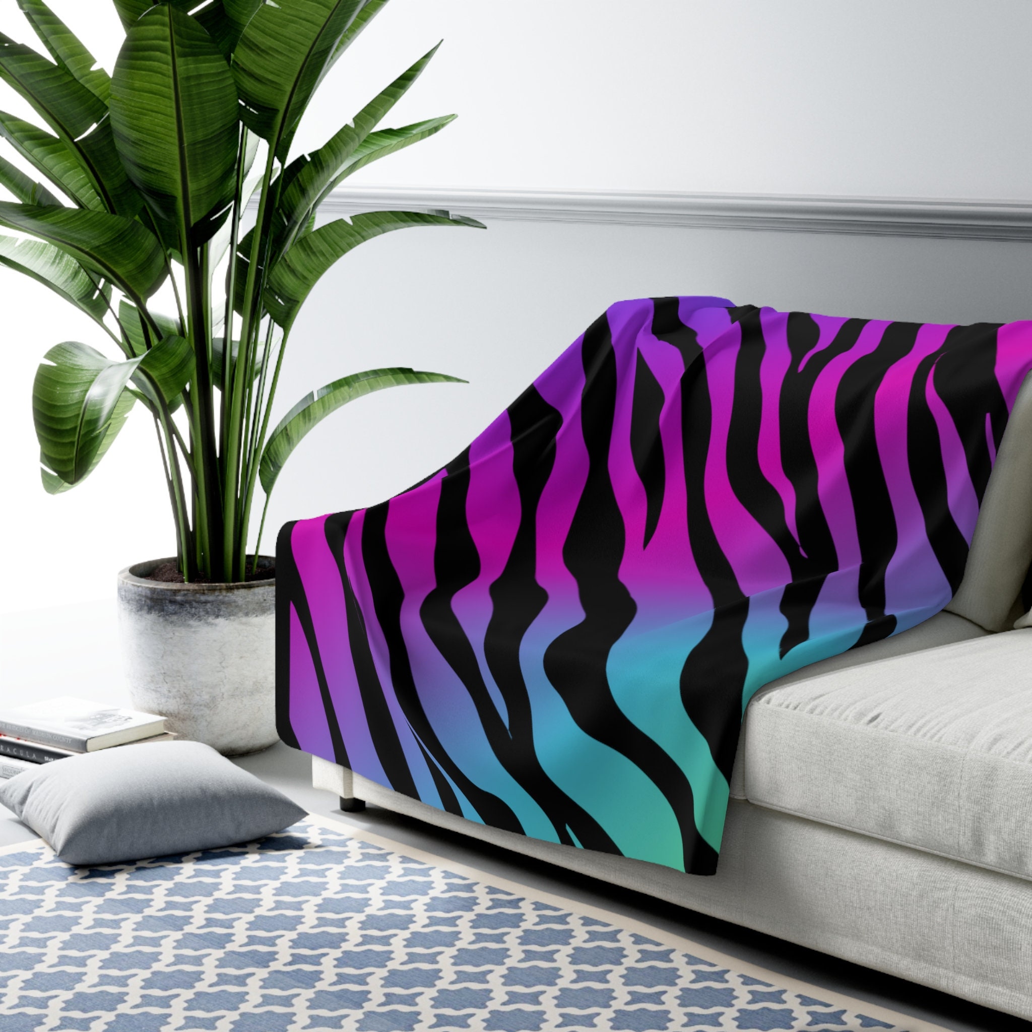 Rainbow zebra blanket shop